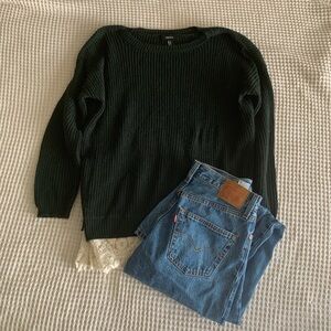 Forever 21 Forest Green Crew Neck Sweater